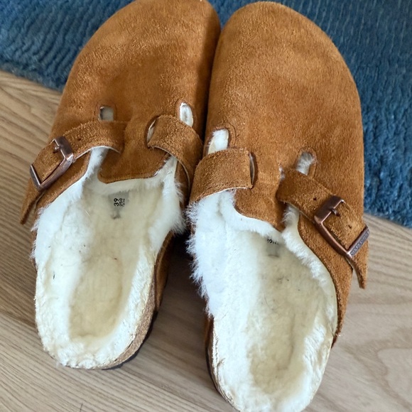 Birkenstock Boston shearling / Tan Suede Fleece-Lined Clogs size 39 - Picture 2 of 4